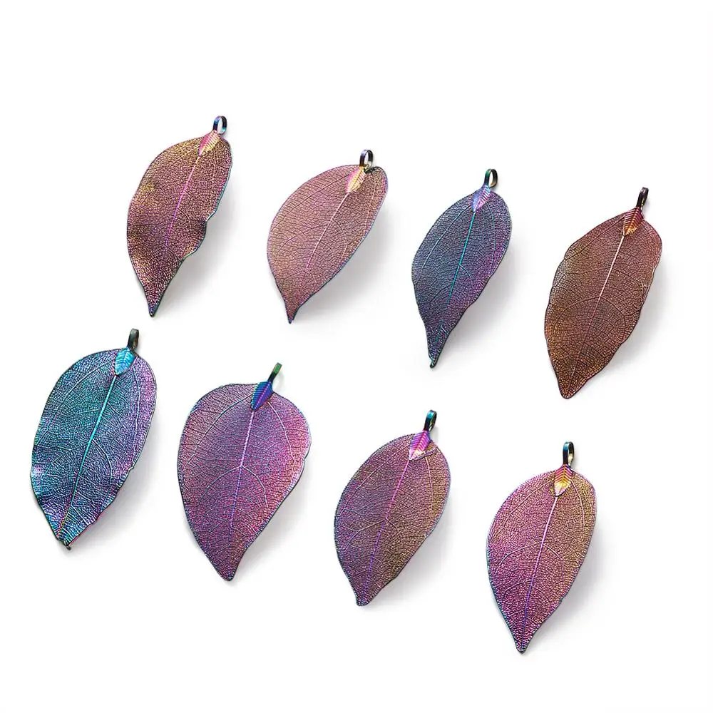 10 шт. гальванические Большие Подвески в виде натуральных листьев для