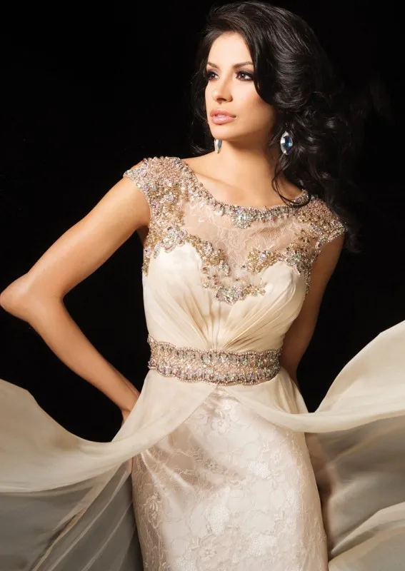 

New Elegant Floor-Length Vestido De Festa Beaded Cap Sleeve ZAHY Adults Evening Dress Sleeveless Pleat Chiffon A-Line Vestidos