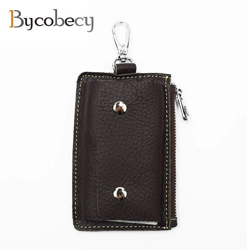 Кошелек для ключей BYCOBECY 2021 из 100% натуральной кожи унисекс однотонный чехол