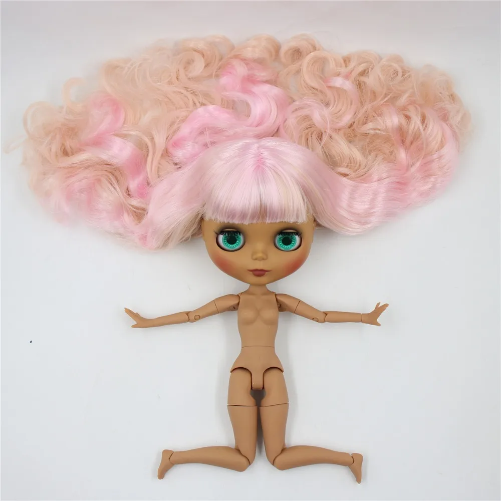 Ледяной DBS Blyth кукла 1/6 bjd совместное тело темная кожа матовое лицо розовые и