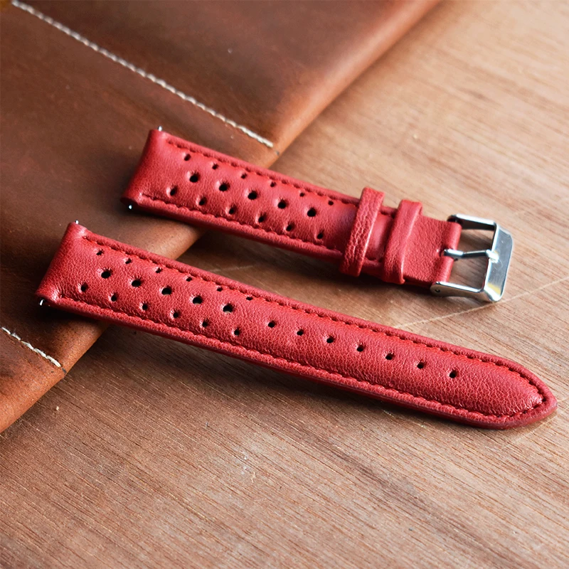 Handmade Watchband Soft Genuine Leather Watch Strap 18mm 20mm 22mm 24mm Porous Ventilation Wristband Replacement for Watches