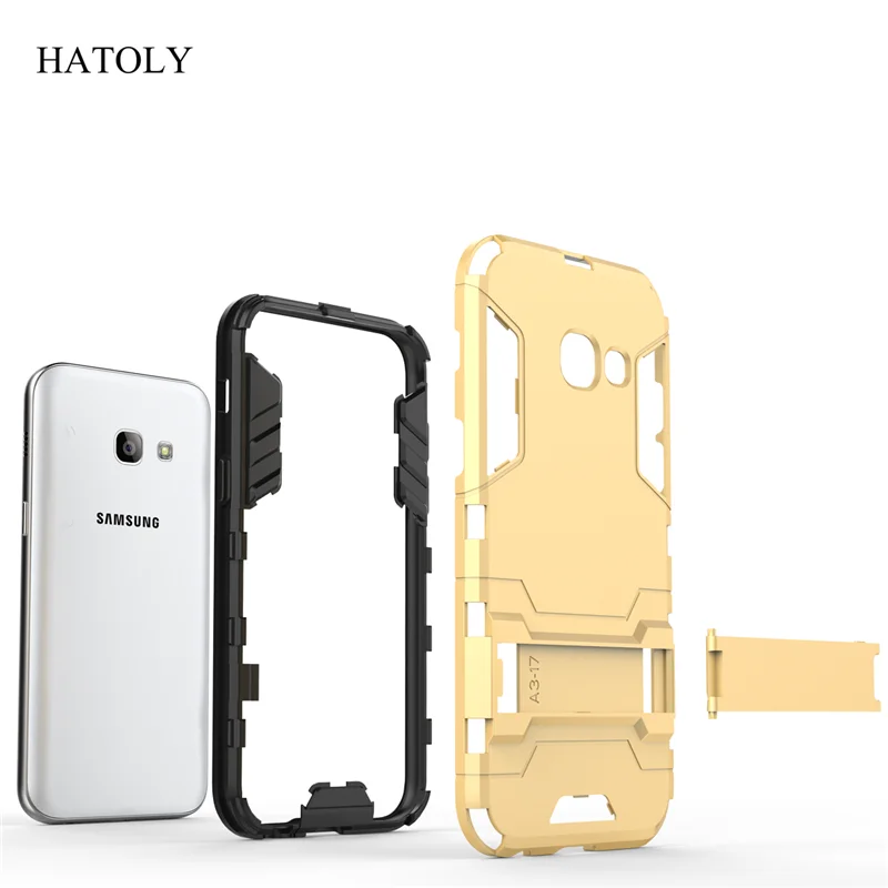 

For Cover Samsung Galaxy A3 2017 Case Shockproof Armor Cover Silicon Anti-Knock Stand Phone Bumper Case For Samsung A3 2017 A320