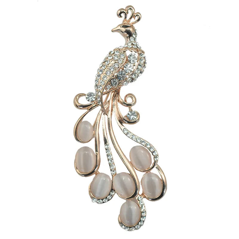 Бижутерия брошь в подарок королева птиц овальный опал хрусталь стразы павлин |