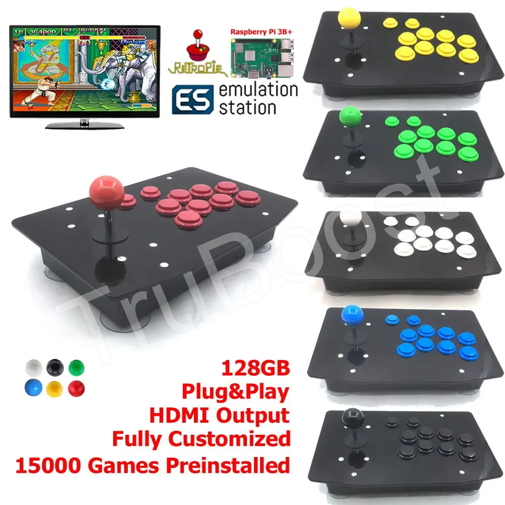 Аркадная Боевая палка Ретро игровая консоль все в одном 128G Raspberry Pi 3B 15000 игры