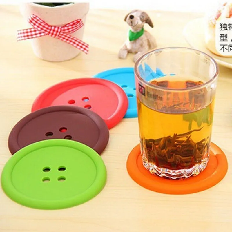 

Table Mat Silicone Coffee Placemat Button Coaster Cup Mug Glass Beverage Holder Pad Mat Placemat Home Decortion