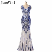janevini luxury blue sequined mother of the bride dresses mermaid v neck sexy long formal party dress abiti mamma della sposa
