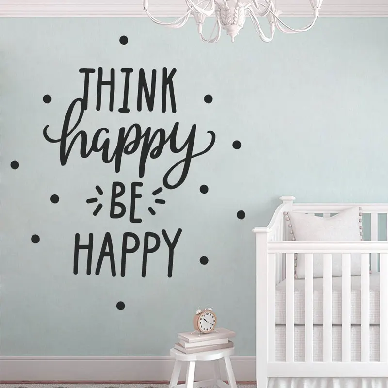 Think Happy Be Baby Shower настенный виниловый стикер s милая детская Настенная Наклейка для