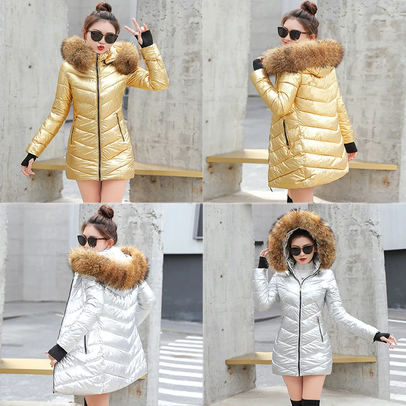 Зимняя женская куртка с искусственным мехом и капюшоном парка пальто Толстая
