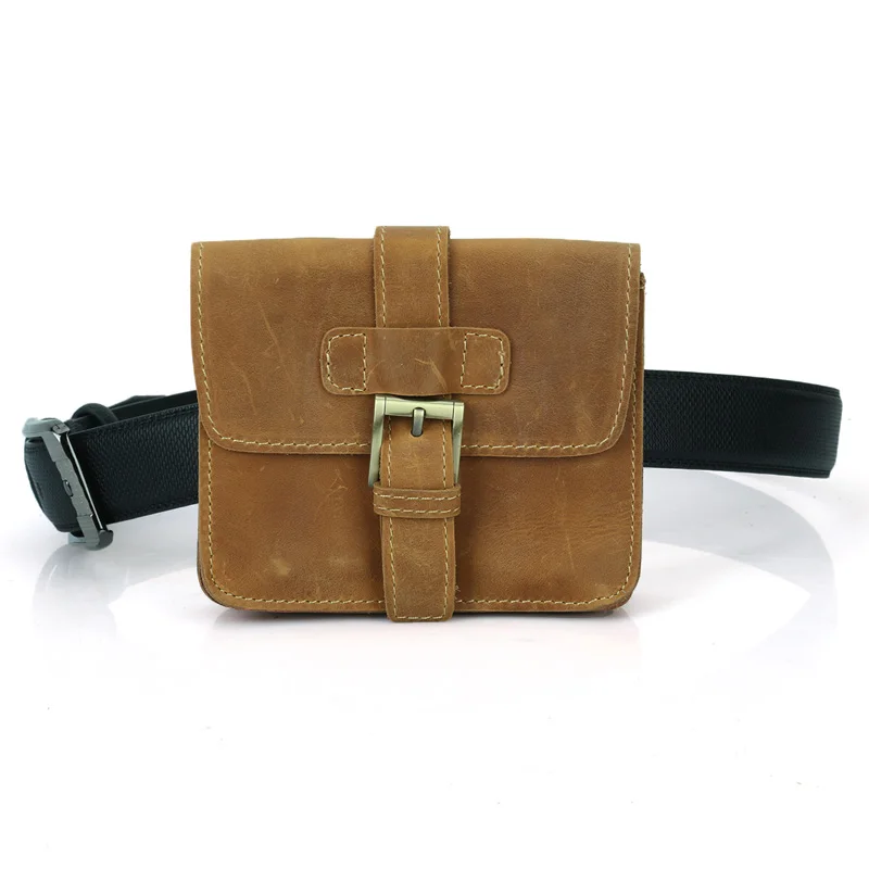 Мужская поясная сумка из натуральной воловьей кожи с пряжкой|leather waist packs|waist