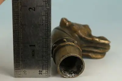 Старый Бронзовый Череп вырезанный вручную статуя собаки трость|head head|head stickhead statue