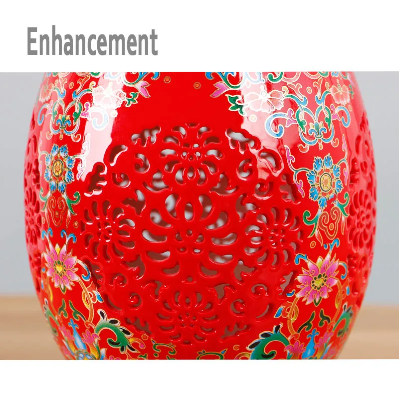 Red Crystal Glaze Jingdezhen Ceramic Vase Chinese Style Pierced Lucky Egg Wedding Gifts Home Handicraft Furnishing Articles | Дом и сад