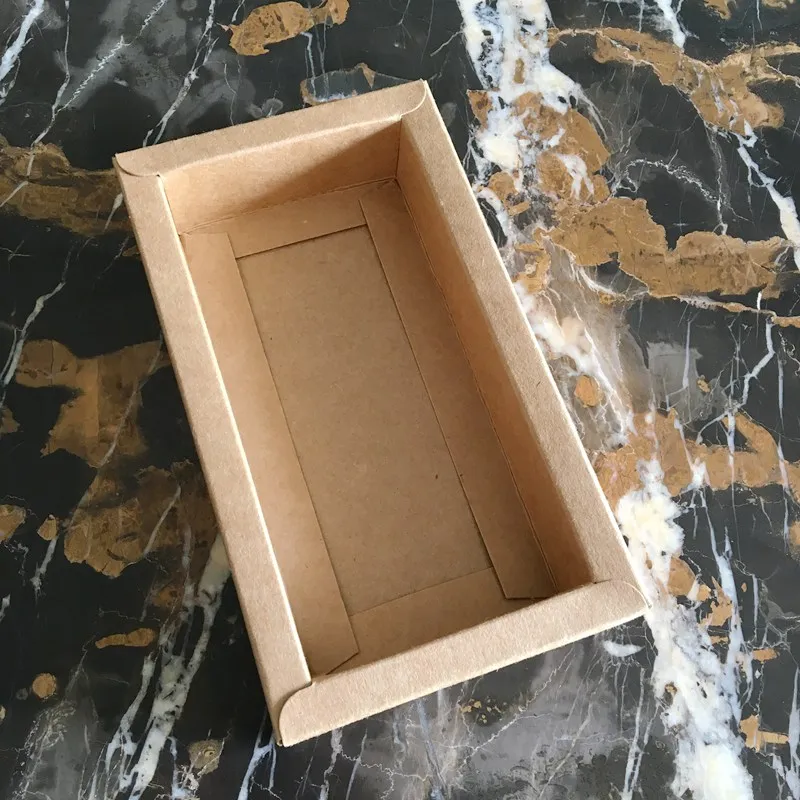 10 шт коричневая крафт бумажная коробка прозрачный ПВХ раздвижной ящик Упаковка