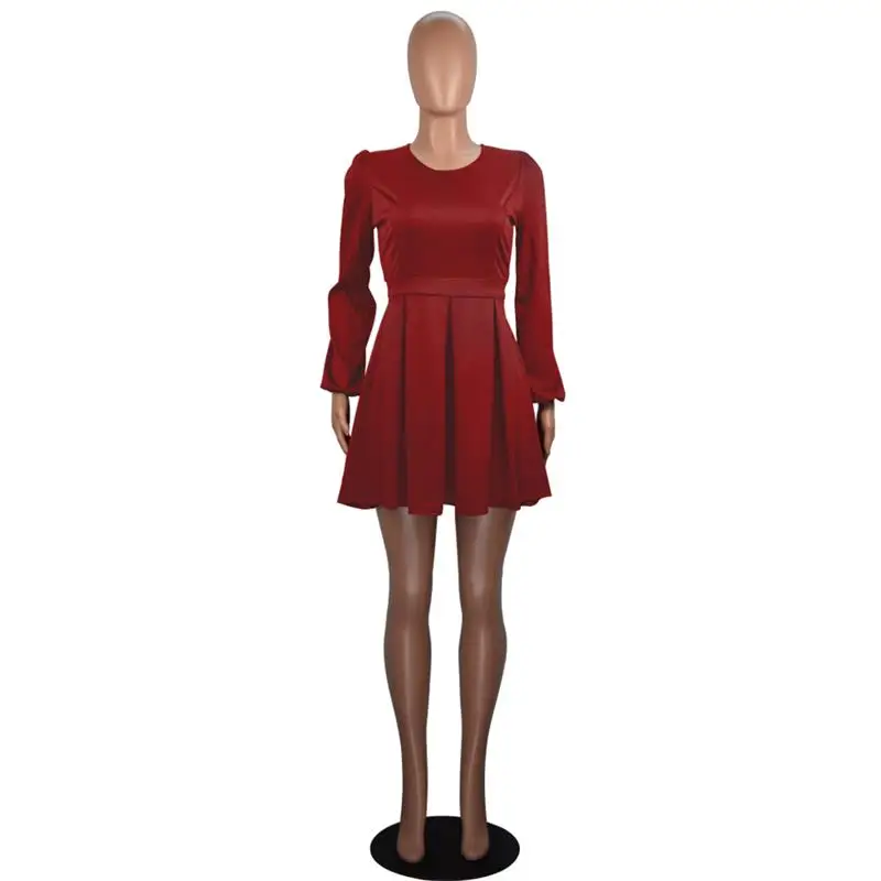 Новое модное платье Милая плиссированная Vestidos 2018 короткие Длинные рукава цвет
