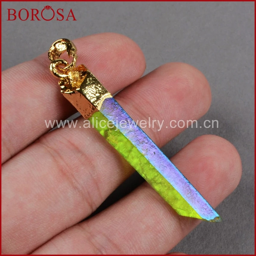 BOROSA Новые Подвески с кристаллами Aura золотистые подвески друзой зеленый Титан AB
