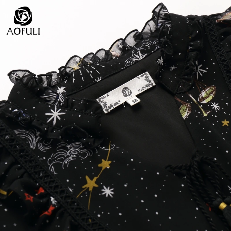 2XL/3XL/4XL/5XL шифоновое платье с принтом Галактики, подиумное женское платье большого размера с коротким рукавом-фонариком и высокой талией, AOFULI 00911