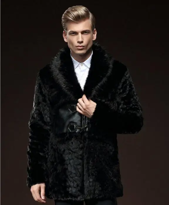 Мужская Повседневная Длинная Куртка S/6Xl с отложным воротником Черная мужская