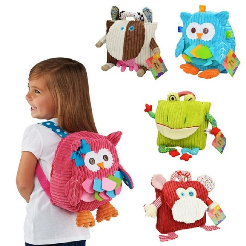 Детский рюкзак для девочек и мальчиков, милые подарочные школьные ранцы с мультипликационными игрушками для детей, с совой, коровой, лягушк...