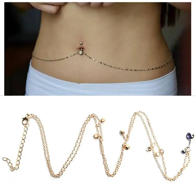 Sangdo Crystal Body piercing Chain Belly chains Navel Jewelry Dangle Waist For Beach Bikini Decoration |