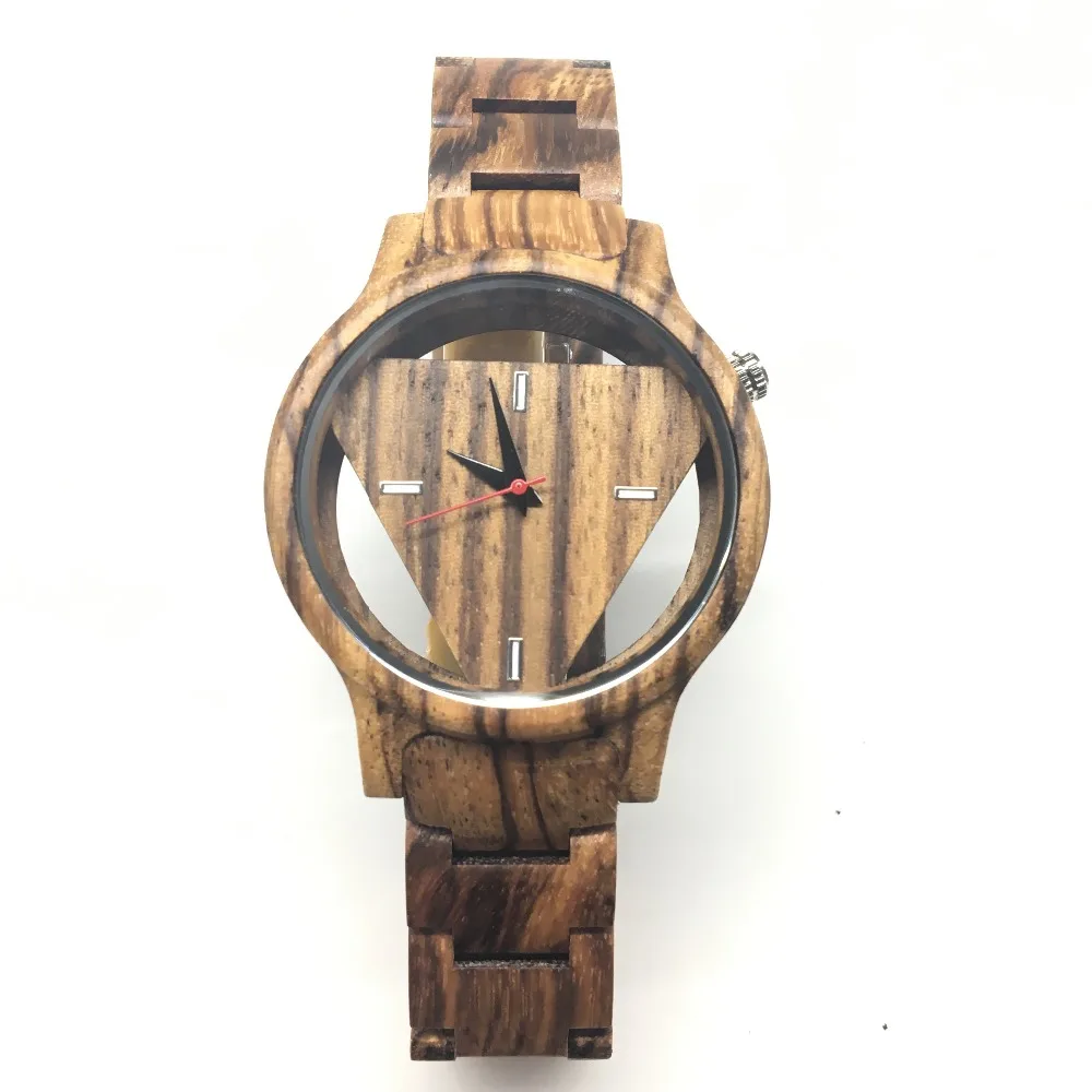 

Brown Full Wooden Watch For Men Triangle Wood With Japan Movement For Best Gifts For Husband Dropshipping