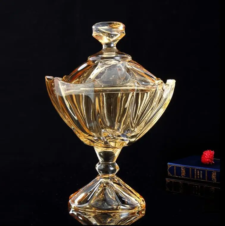 Конфеты банку дворец Amber рельеф Стекло сахар янтаря сушеные Chocklet коробка