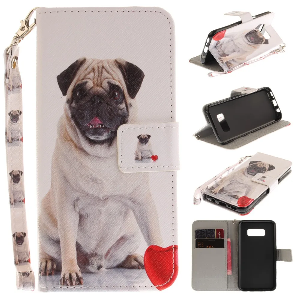 For Samsung Galaxy S8 S8Plus + Case Wallet Luxury Stand Cases PU Leather Flip Cover Cat Dog Tiger Wolf Lion Monkey Eagle | Мобильные