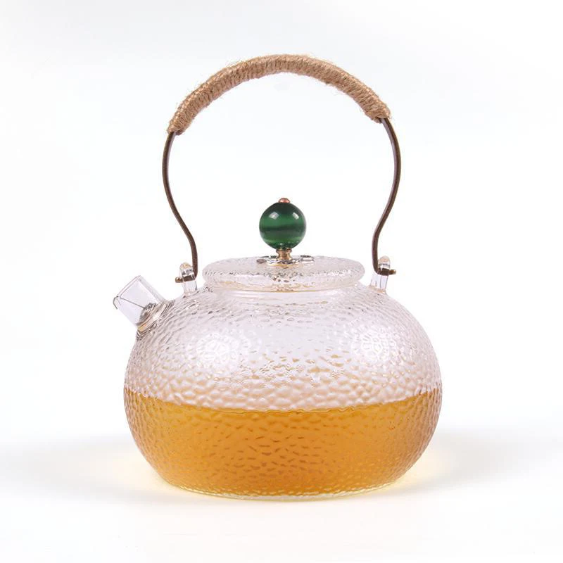 Portable 650ML Glass Teapot with Handle Heat Resistant Borosilicate Glass Tea Pot Microwavable Safe Blooming Tea Japanese Teapot