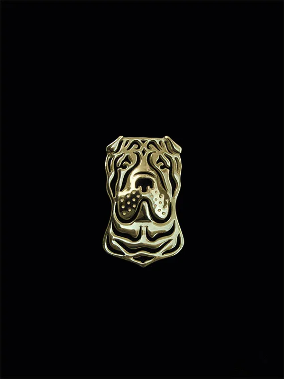 Трендовые китайские брошки Shar Pei золотого цвета серебряного броши для собак