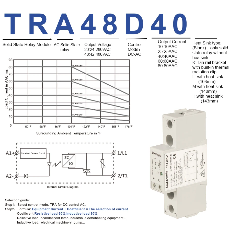 TRA48D40 мини Интеллектуальная Автоматизация SSR твердотельное реле 40A DC AC выход 42-480VAC Вход 5 в 12 В 24 В 32VDC реле напряжения
