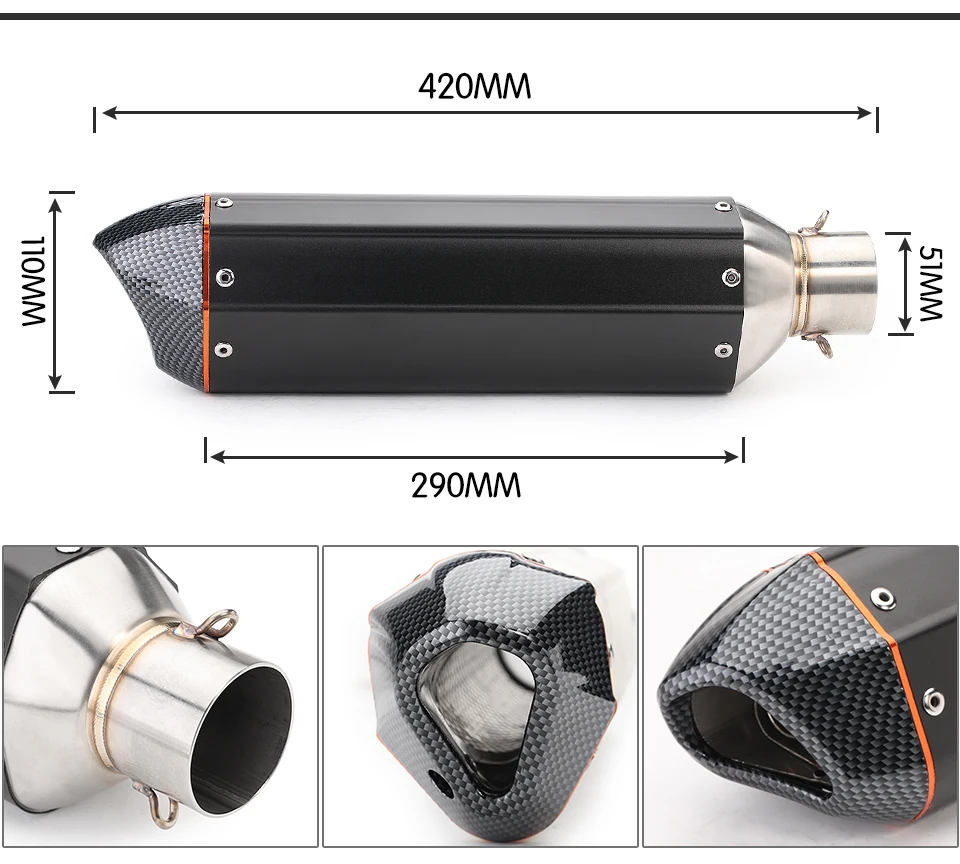 Модификация выхлопной трубы мотоцикла для Roadcar Sound Ninja R6 Шестигранная прямая выхлопная труба для уличного взрыва