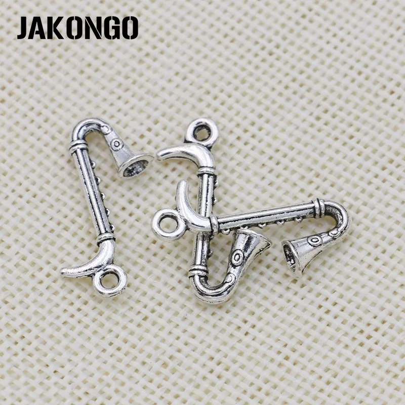 JAKONGO античный посеребренный саксофон музыкальный Шарм кулон для изготовления