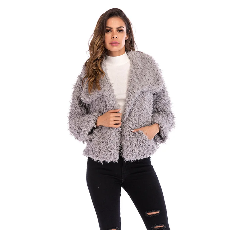 Winter Long Sleeve Fur Coat Pink Faux Coats Gray Hairy Thicken Warm Jackets Women Streetwear Cardigans Outerwears | Женская одежда