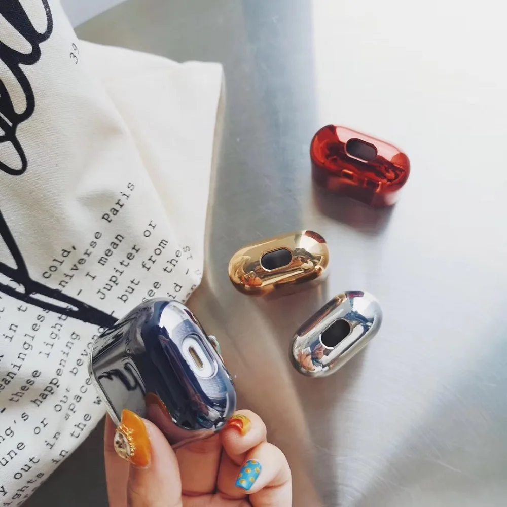 С гальваническим покрытием жесткий корпус наушников оболочка для Apple Airpods Pro защитный чехол роскошный золотой ящик анти-падение Крышка для airpods 2