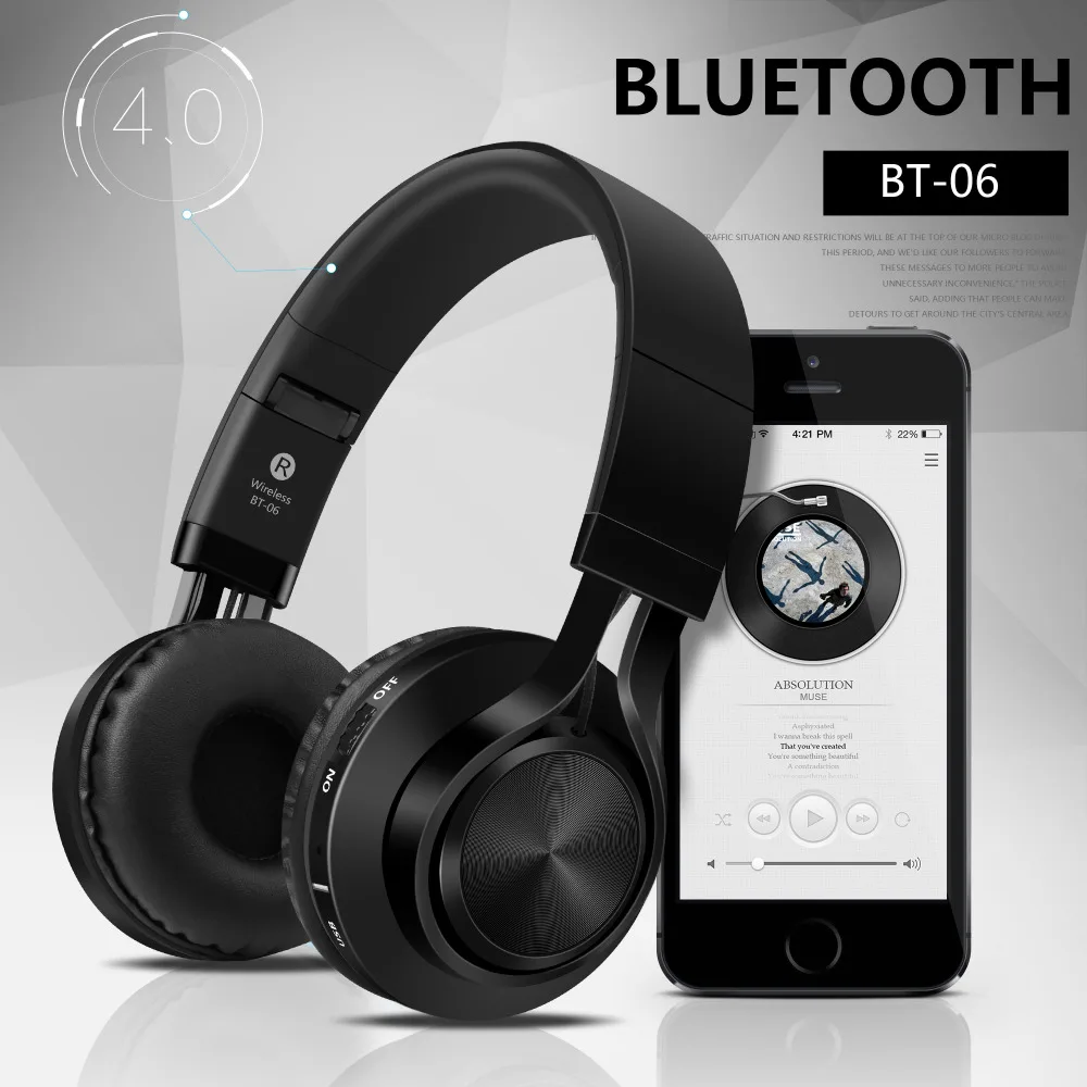 Sound Intone BT-06 Over-ear Wireless Bluetooth 4.0 Headphones Foldable Stereo with Build-in Microphone Wired Music Headsets MP3 |