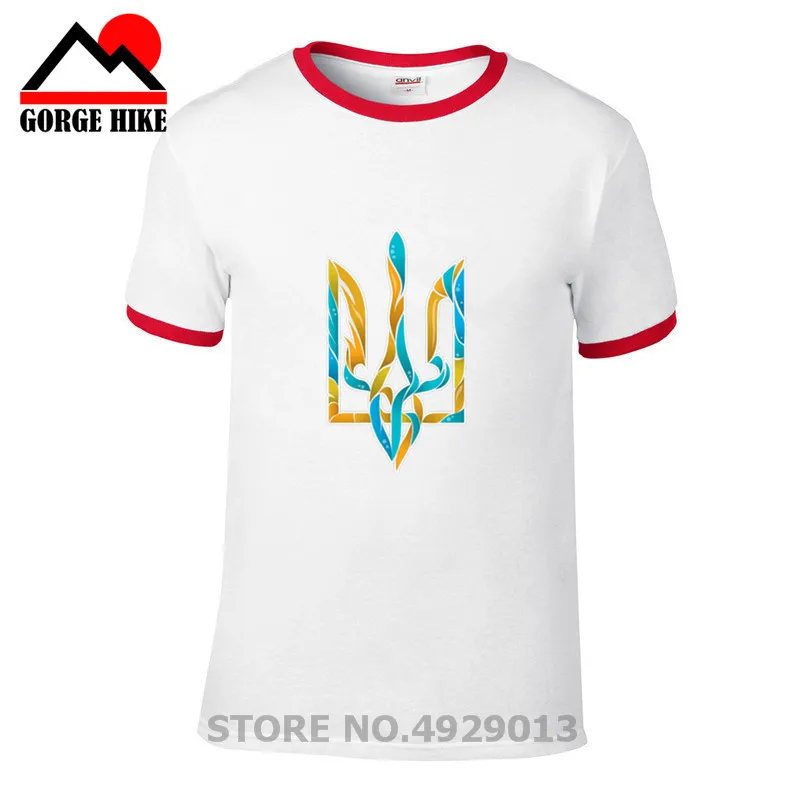 Креативная синяя желтая футболка с изображением украинского тридана Мужская