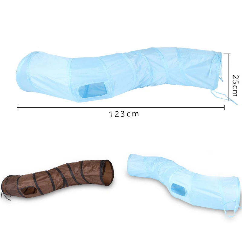 S Pet туннель кошка игрушка играть коричневый складной 3 отверстия котёнок Кот