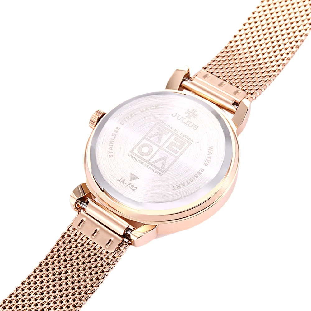 JULIUS Роскошные Брендовые женские часы модные из розового золота повседневные