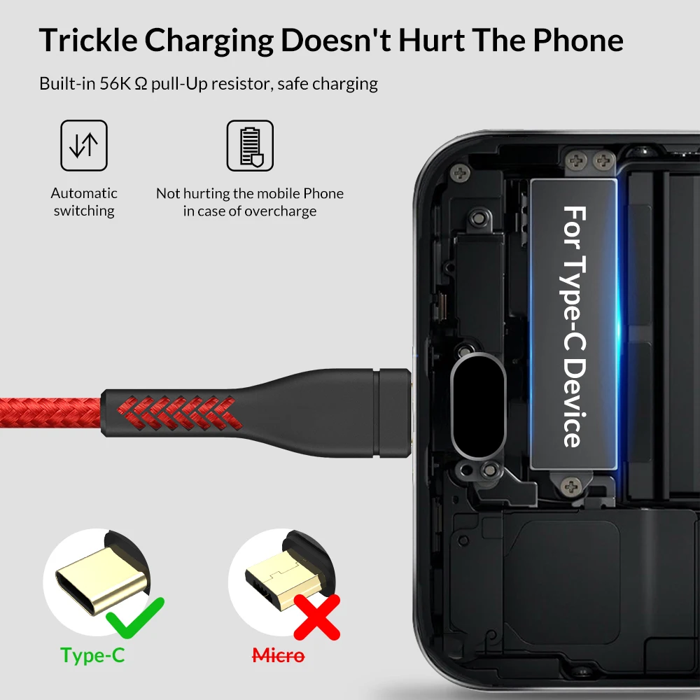 TOPK usb type C кабель для samsung Galaxy Note 9 S9 Plus One 6 5t быстрая зарядка QC3.0 USB передачи данных