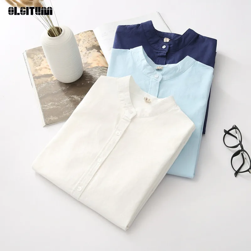 

High Quality White Blue Women Oxford Shirts Casual Long Sleeve Women Office Wear 2020 Blouse Shirts Female Tops Plus Size