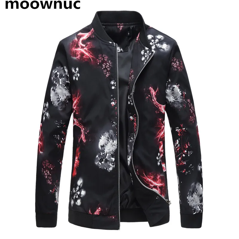 

2018 New Men's jackets Printed causal Jacket Mens zipper coats masculino Slim fit autumn oversized Outwear Man Plus Size M-6XL