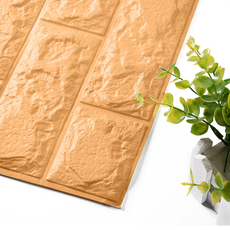 Creamy-yellow 3D самоклеющиеся водостойкие обои 60*60*0,8 см ТВ задний план кирпичная стена стикеры Гостиная Декоративные Стикеры для спальни - Цвет: Creamy-yellow