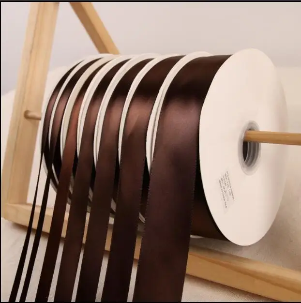 

100 ярдов Кофе 6 мм-40 мм полиэфирная лента свадебное Рождественское украшение торт подарочная коробка обертывание ленты ручной DIY аксессуары