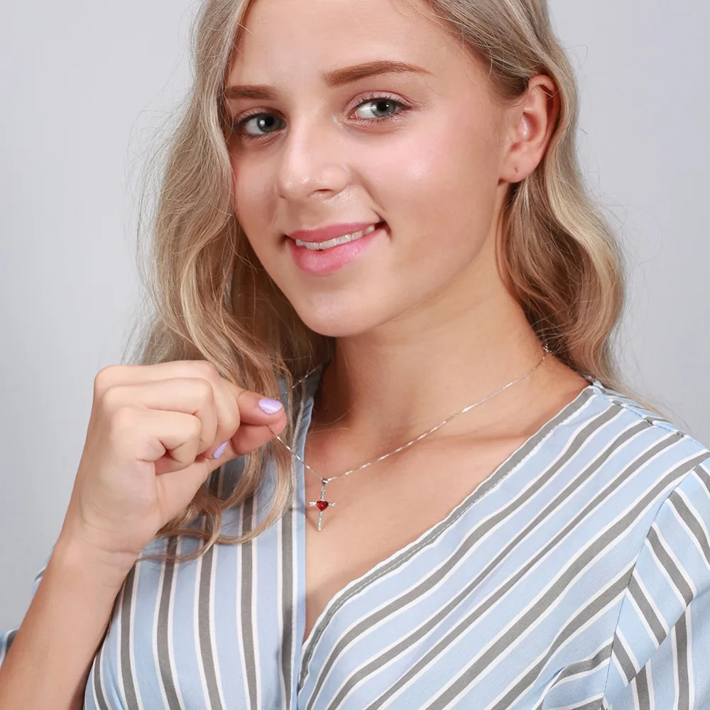ORSA JEWELS, подлинное 925 пробы Серебряное сердце с подвеской в виде Креста для женщин, ожерелья AAA CZ, Модные женские ювелирные изделия ASN88