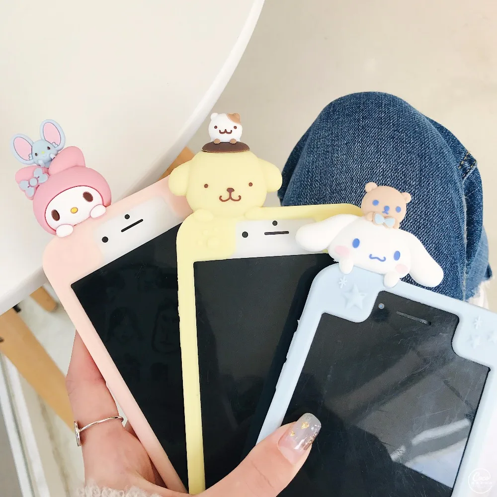 Чехол-накладка для iphone 11 X XR XS Pro max 7 7Plus 8 8plus 6 6S Plus, супер милый мягкий силиконовый чехол с изображением мультяшного животного кота мелодии медведя