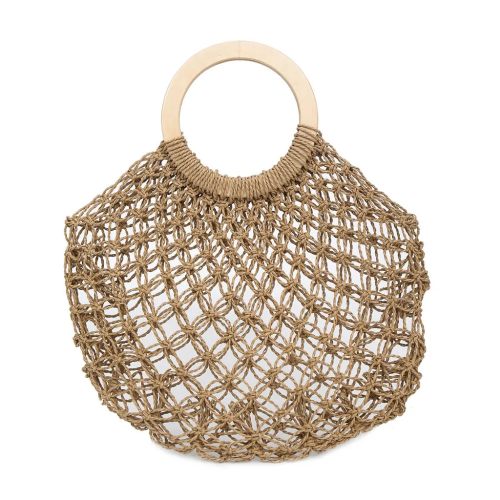 Соломенная плетеная пляжная сумка летняя с короткими ручками женские