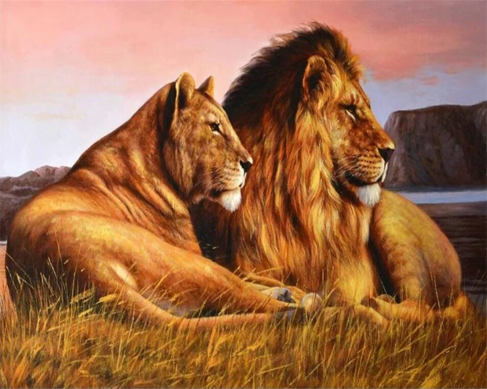 Пользовательские детские настенные фрески обои HD Африка луга Лев фон