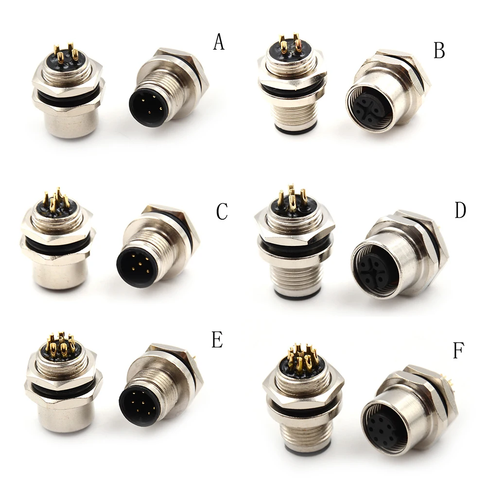 4 5 8Pin Male/Female Sensor Connector Flange Socket M12 A Type Panel Back Mount Threaded Coupling | Обустройство дома