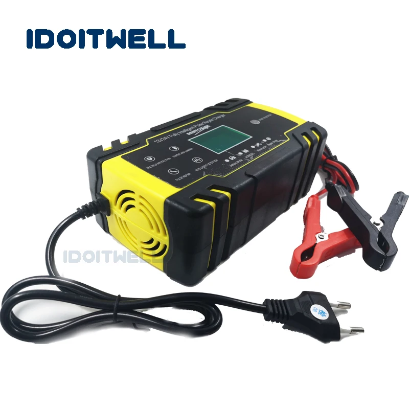 Automatic 12V 24V Motorcycle Car Battery Charger 8A 4A VRLA SLA AGM GEL charger Pulse Repair lead acid battery | Электроника