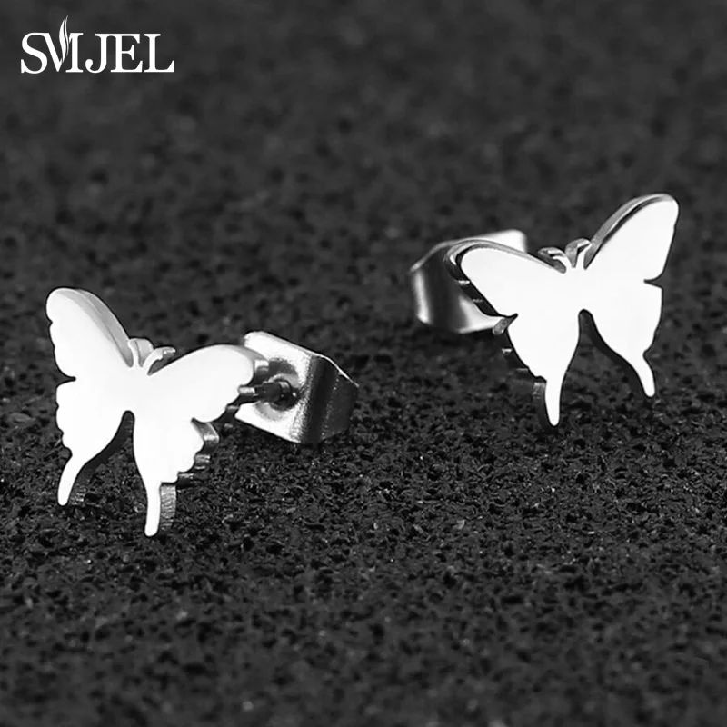 Женские серьги SMJEL из нержавеющей стали в виде бабочки милые детские животных