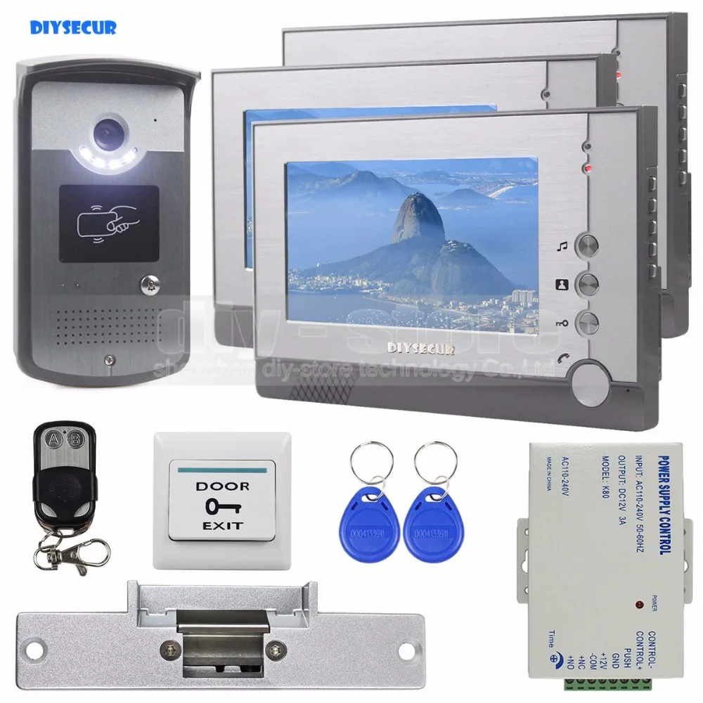 Дверной видеодомофон DIYSECUR Strike Lock дверной звонок дистанционное управление RFID