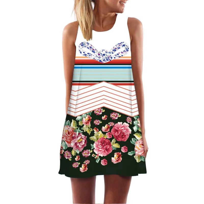 Женский Повседневный пляжный сарафан LAAMEI Пляжное Платье в стиле бохо с цветочным